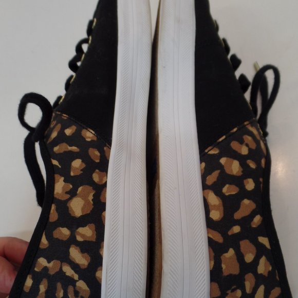 Keds Leopard Print & Black Canvas Shoes Sz 8.5 Goldtone Hardware - Picture 8 of 12